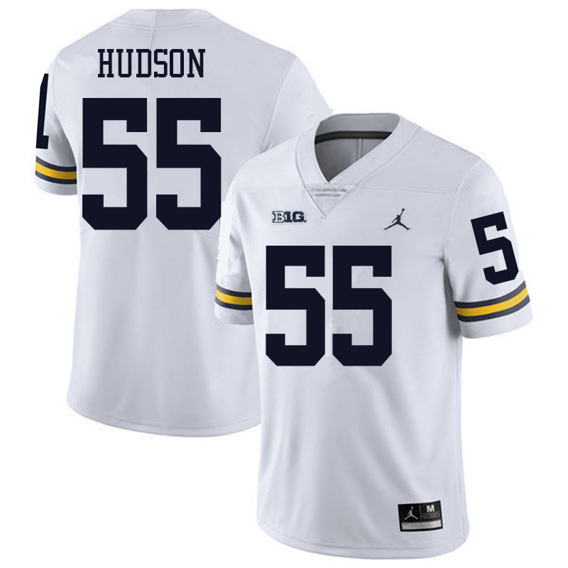 Jordan Brand Men #55 James Hudson Michigan Wolverines College Football Jerseys Sale-White